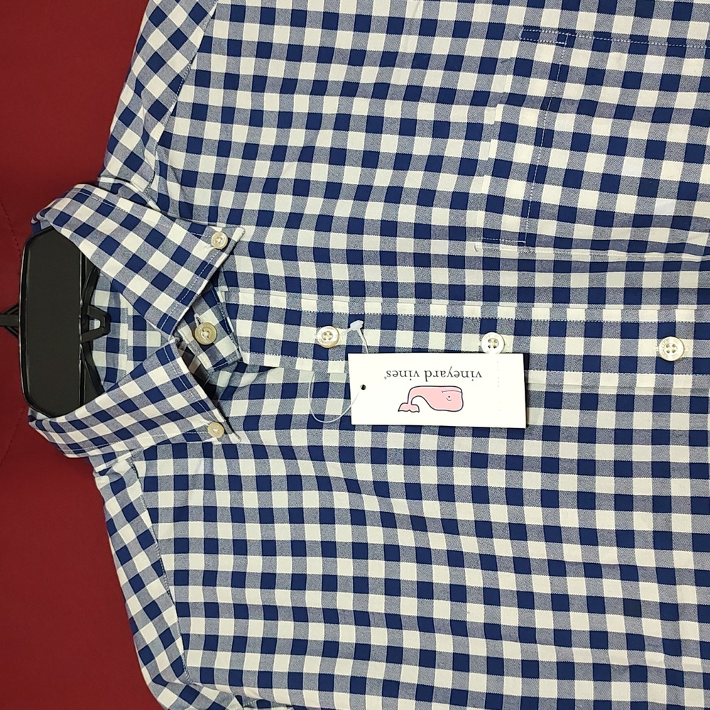 Vineyard Vines Classic Fit Murray Blue Checker Long Sleeve Button Up - Small NWT - Picture 3 of 8